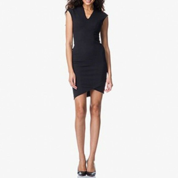Helmut Lang Black Sheath Asymmetrical Dress